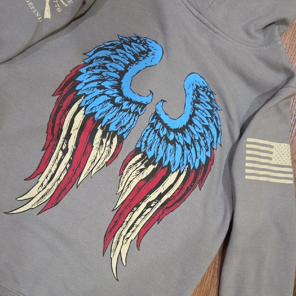 Grunt Style Hoodie with Patriotic Blue and Red Wing Graphic Size XL - Picture 3 of 6